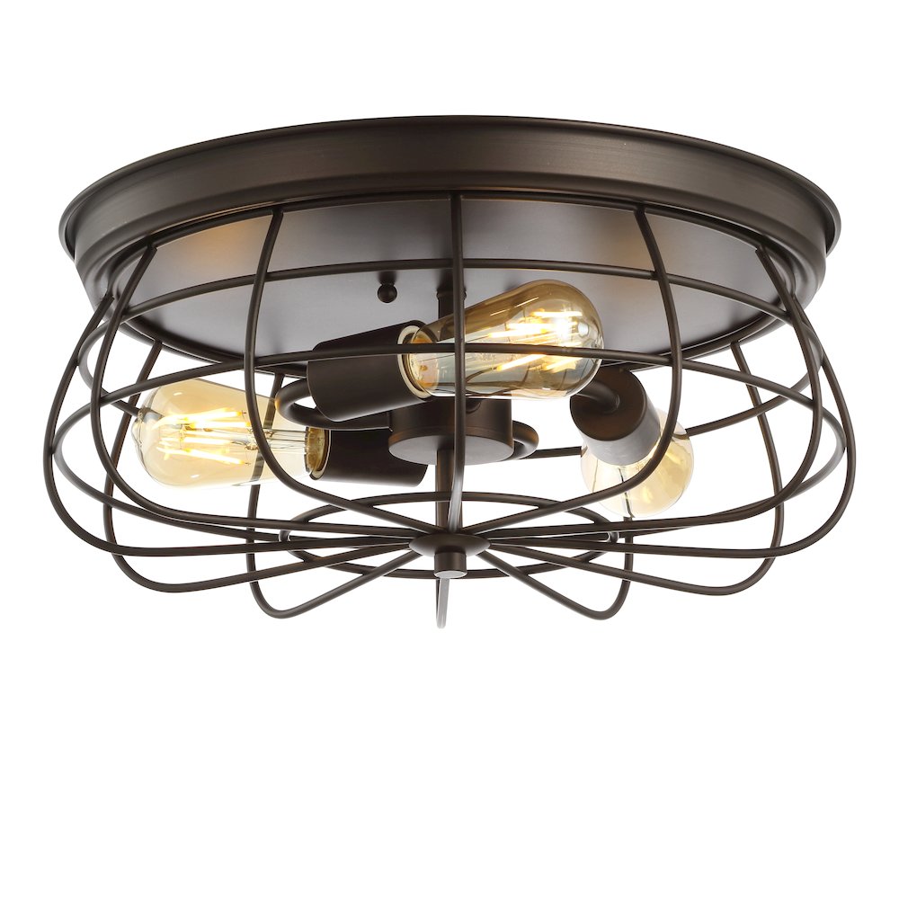 Calvia Farmhouse Metal Cage Flush Mount. Picture 1