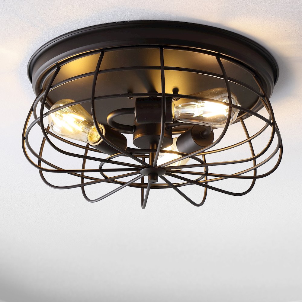 Calvia Farmhouse Metal Cage Flush Mount. Picture 4