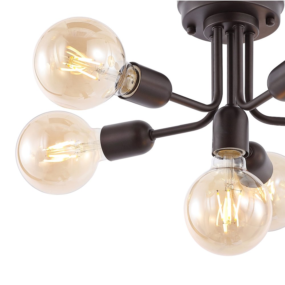 Marcel Globe Farmhouse Modern Iron Bistro Led Semi Flush Mount. Picture 2