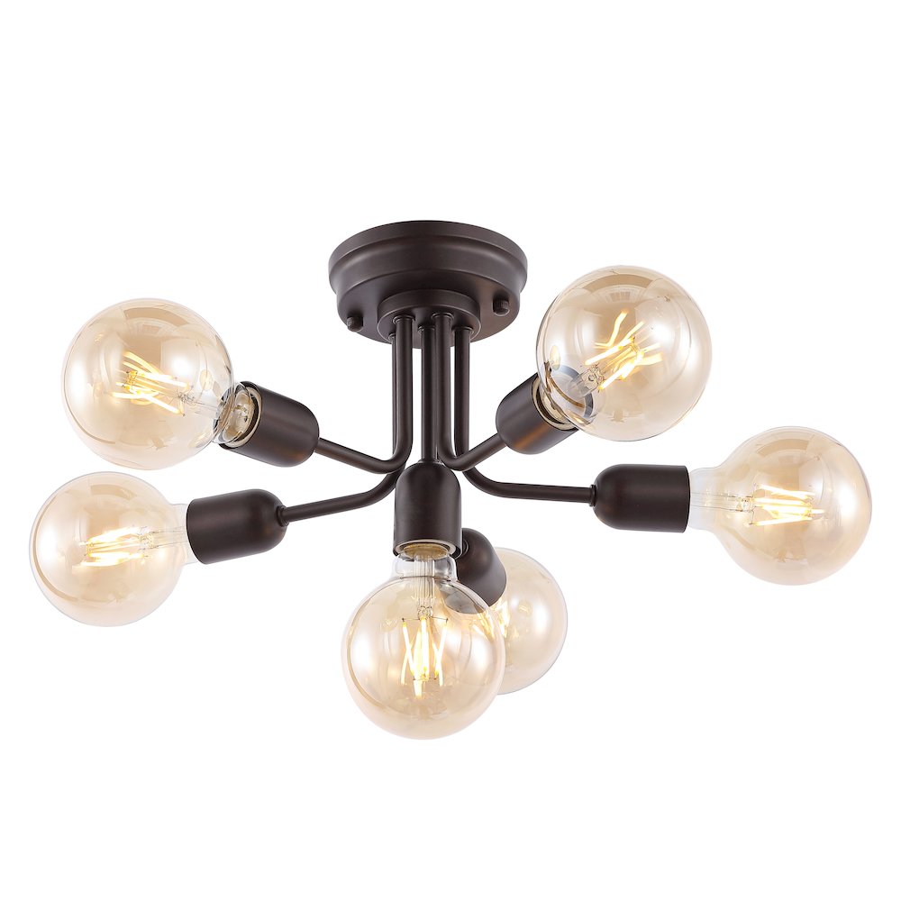 Marcel Globe Farmhouse Modern Iron Bistro Led Semi Flush Mount. Picture 5