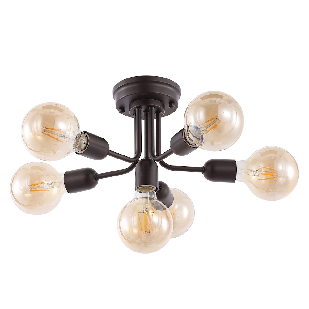 Marcel Globe Farmhouse Modern Iron Bistro Led Semi Flush Mount. Picture 1