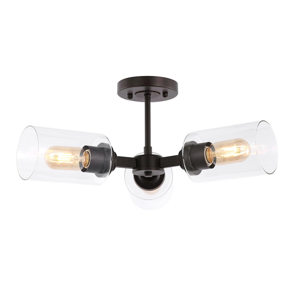 Jaymes Farmhouse Industrial Iron Cylinder Led Semi Flush Mount. Picture 5