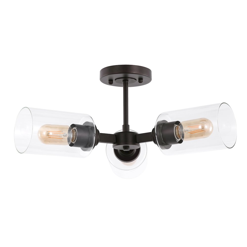 Jaymes Farmhouse Industrial Iron Cylinder Led Semi Flush Mount. Picture 1