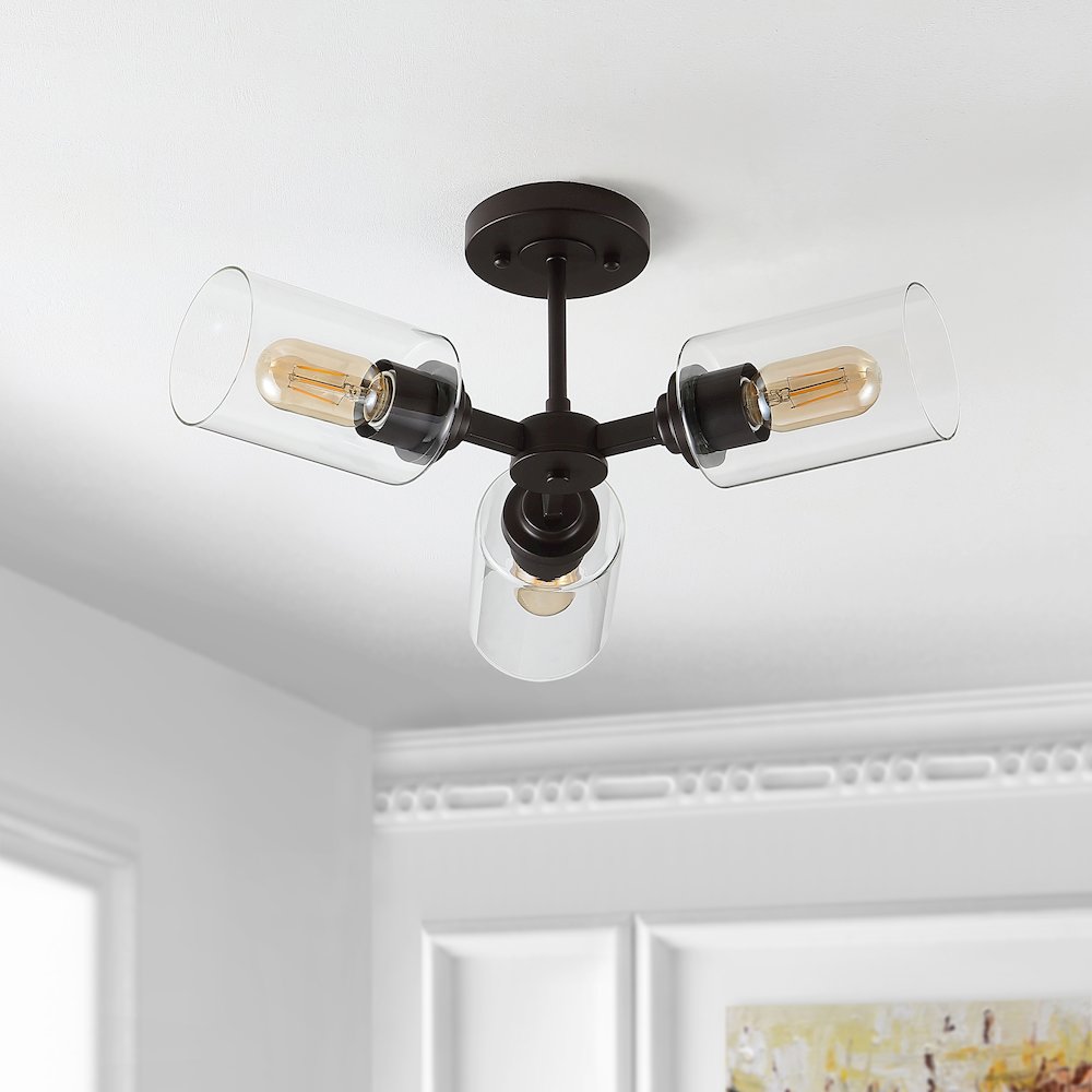 Jaymes Farmhouse Industrial Iron Cylinder Led Semi Flush Mount. Picture 4