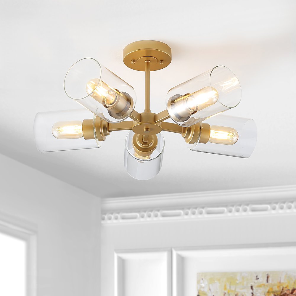 Jaymes Farmhouse Industrial Iron Cylinder Led Semi Flush Mount. Picture 6