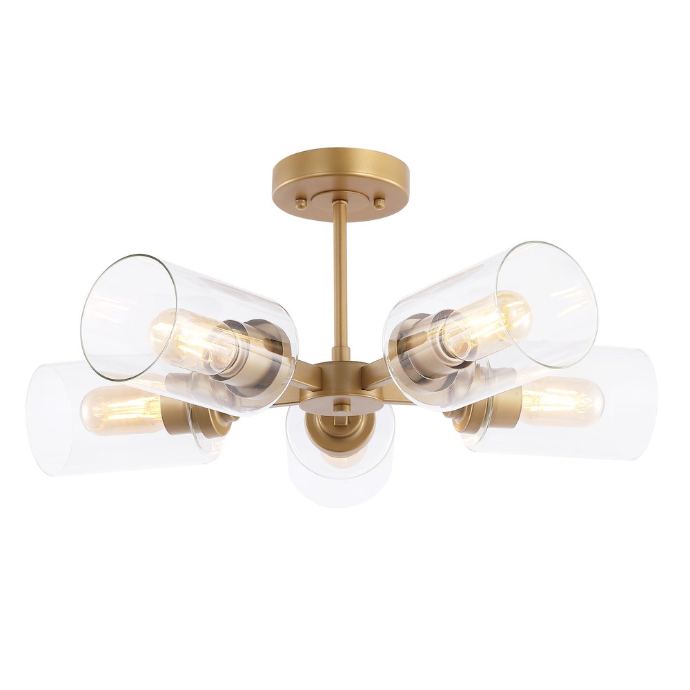 Jaymes Farmhouse Industrial Iron Cylinder Led Semi Flush Mount. Picture 5