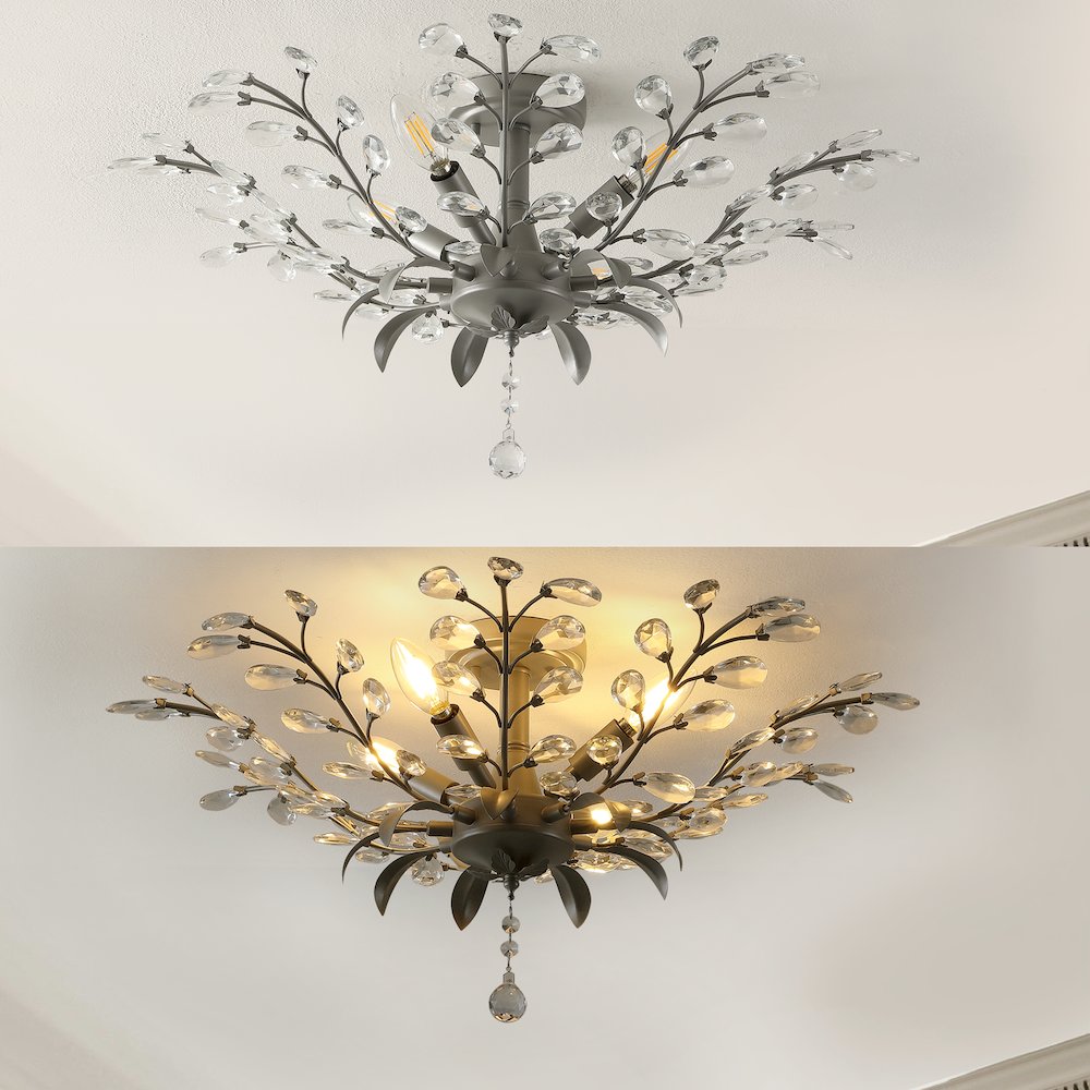 Elisana Ontemporary Bohemian Iron/Acrylic Led Semi Flush Mount. Picture 9