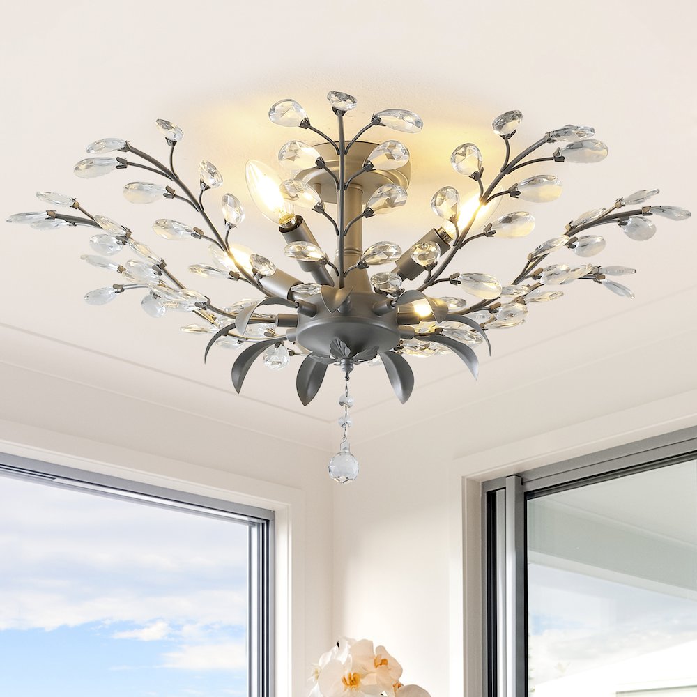 Elisana Ontemporary Bohemian Iron/Acrylic Led Semi Flush Mount. Picture 8