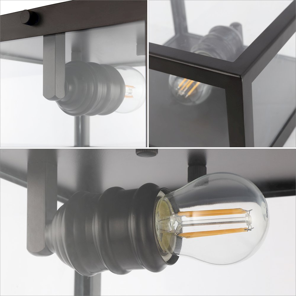 Eleanor 1-Light Farmhouse Industrial Square Iron/Glass Case Led Flush Mount. Picture 4