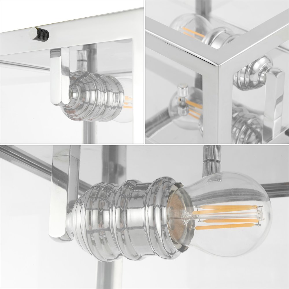 Eleanor 1-Light Farmhouse Industrial Square Iron/Glass Case Led Flush Mount. Picture 4