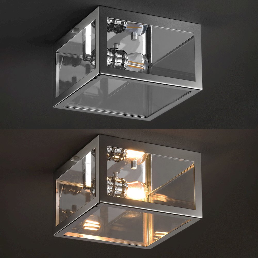 Eleanor 1-Light Farmhouse Industrial Square Iron/Glass Case Led Flush Mount. Picture 6