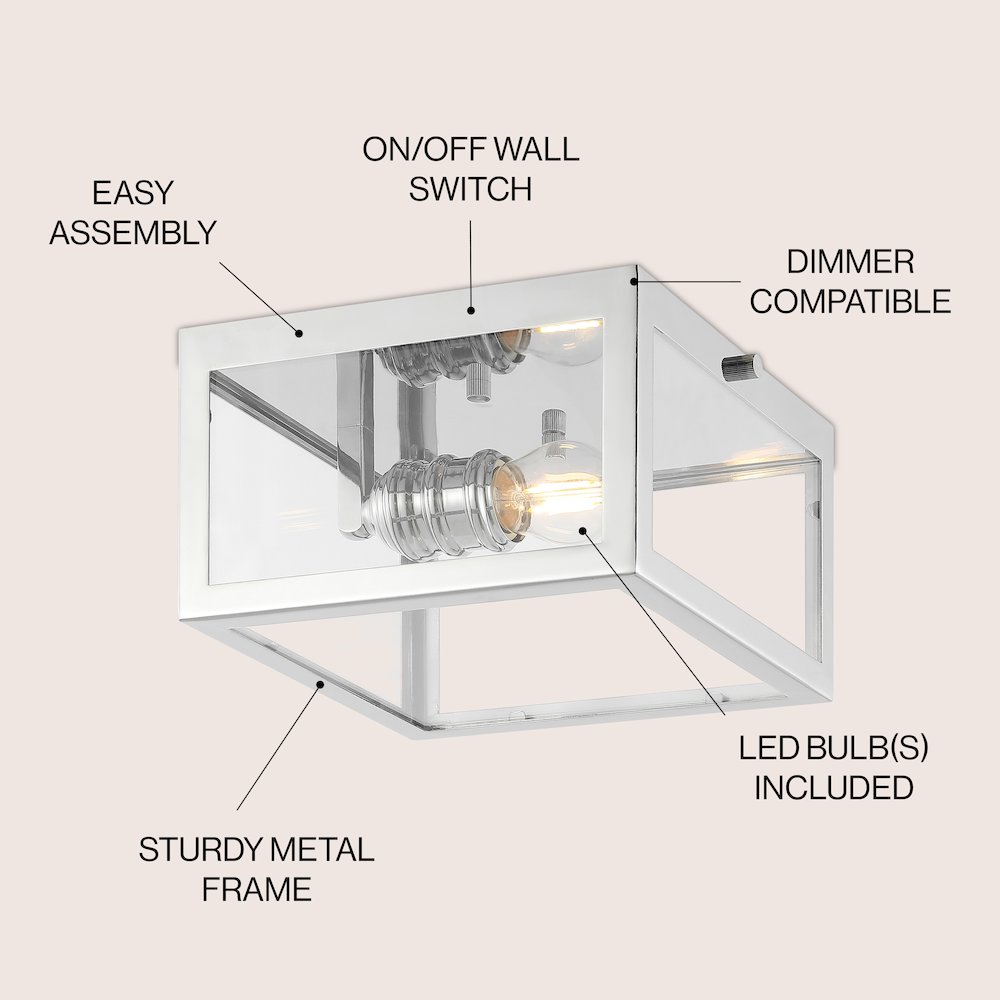 Eleanor 1-Light Farmhouse Industrial Square Iron/Glass Case Led Flush Mount. Picture 5