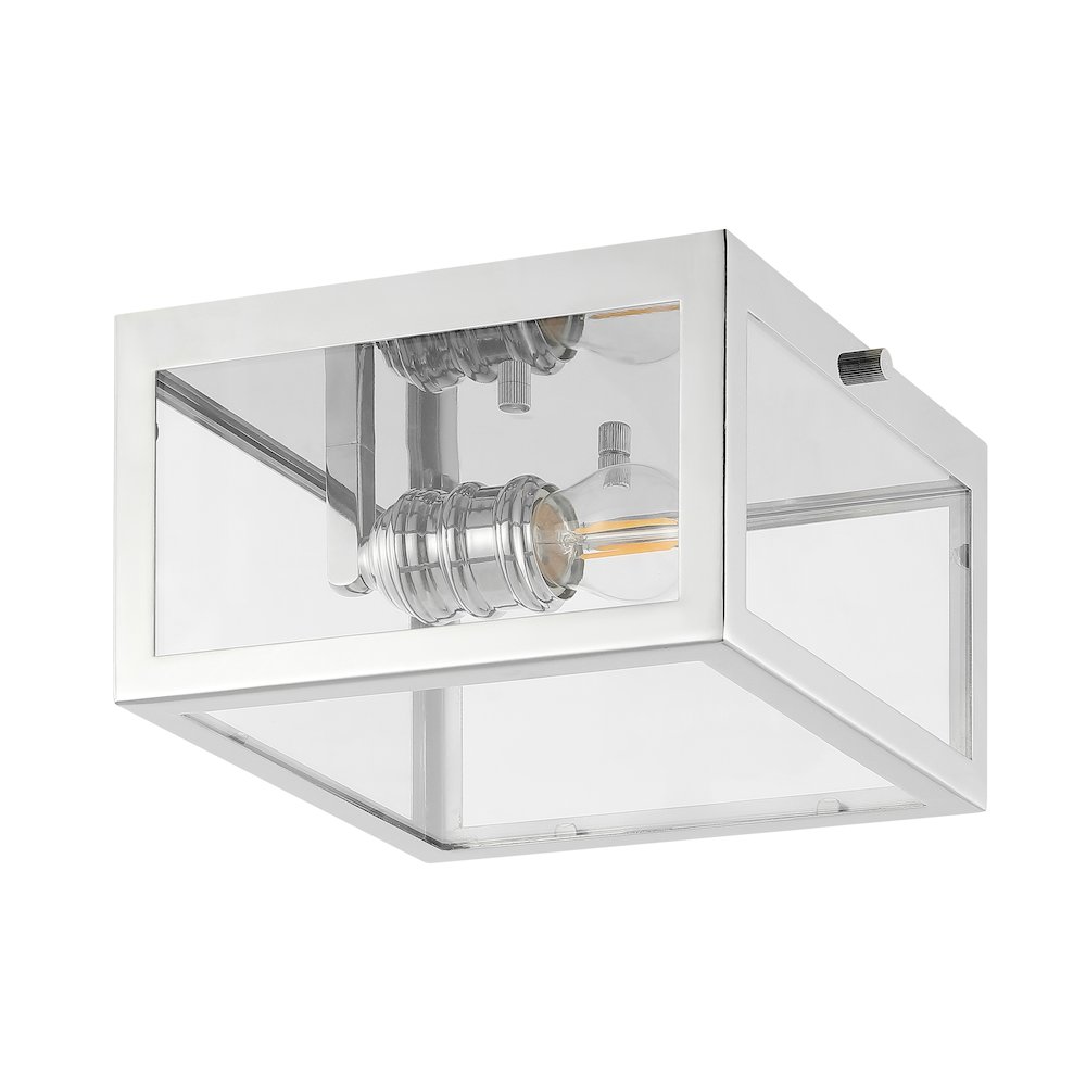 Eleanor 1-Light Farmhouse Industrial Square Iron/Glass Case Led Flush Mount. Picture 3