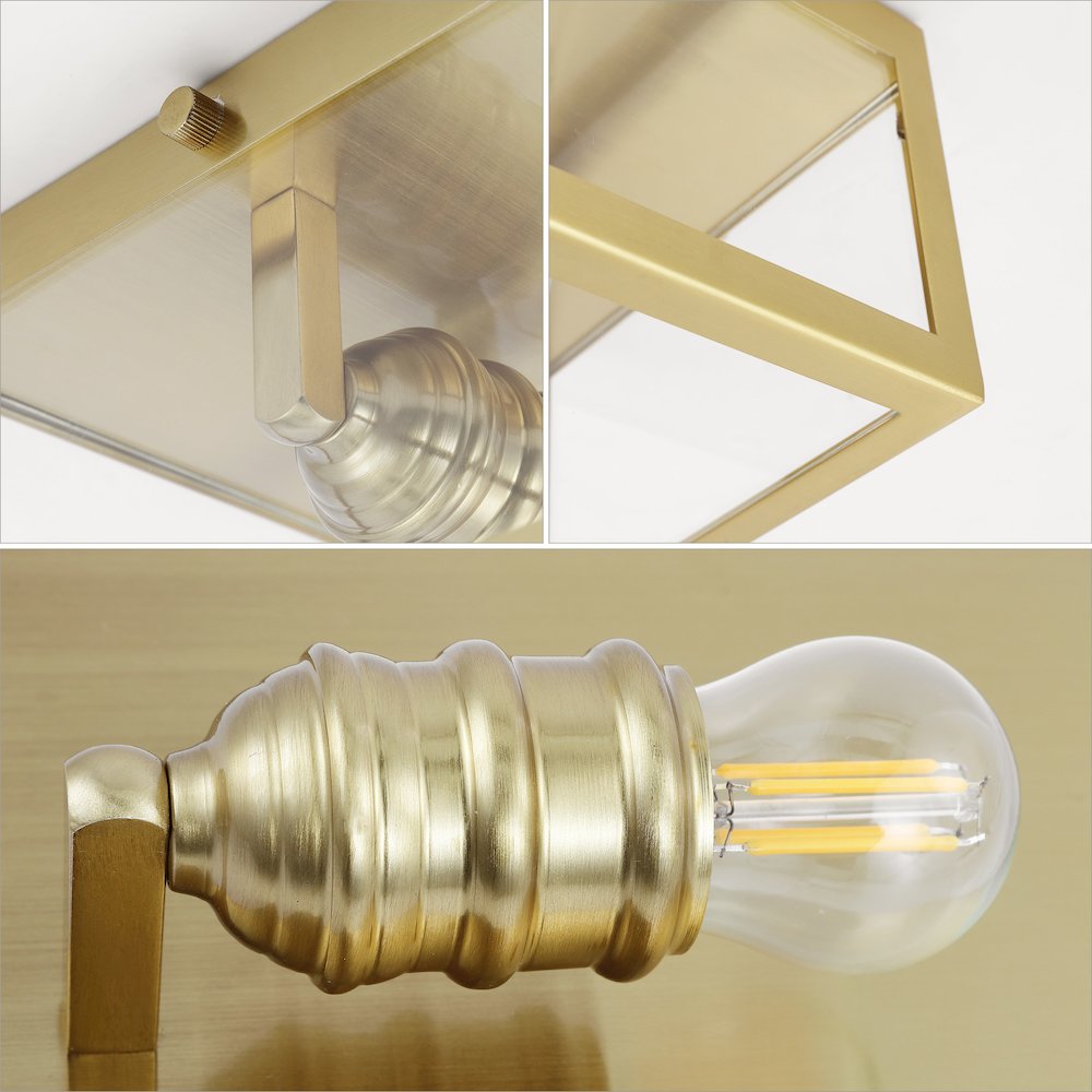 Eleanor 1-Light Farmhouse Industrial Square Iron/Glass Case Led Flush Mount. Picture 4