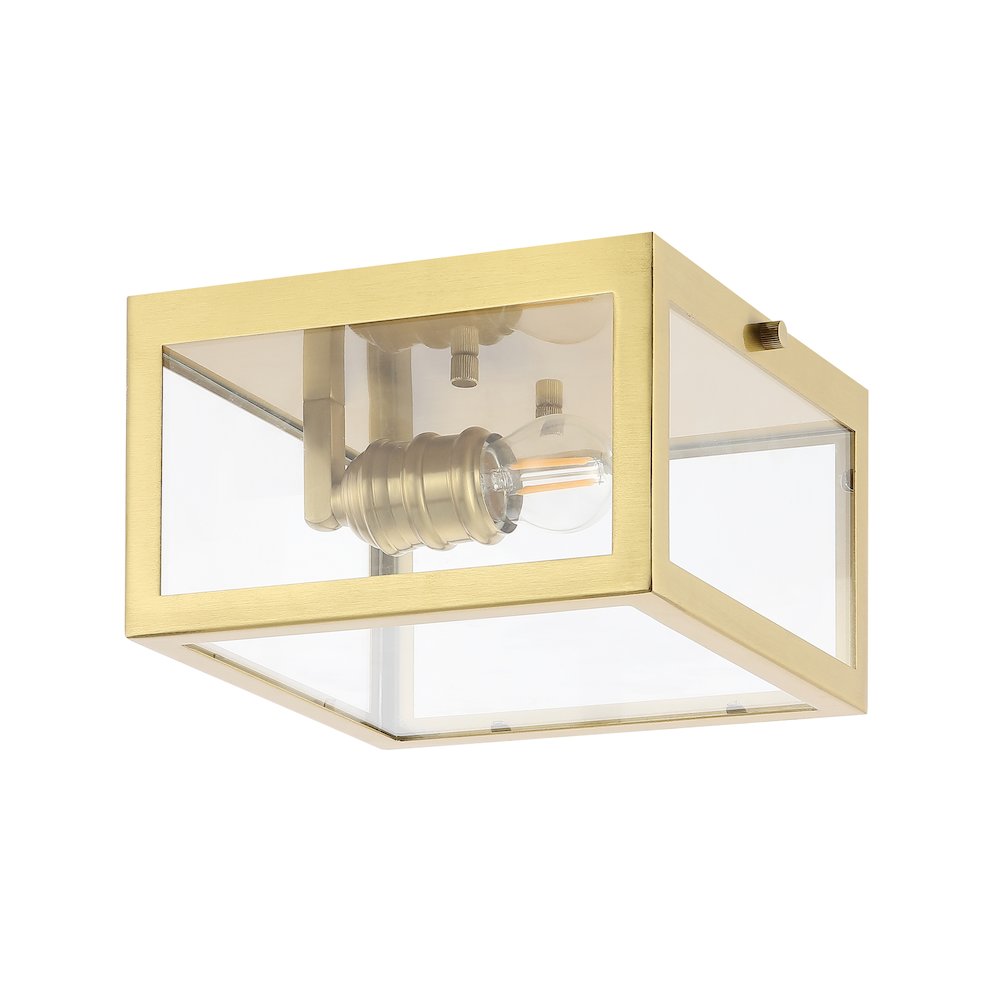 Eleanor 1-Light Farmhouse Industrial Square Iron/Glass Case Led Flush Mount. Picture 3