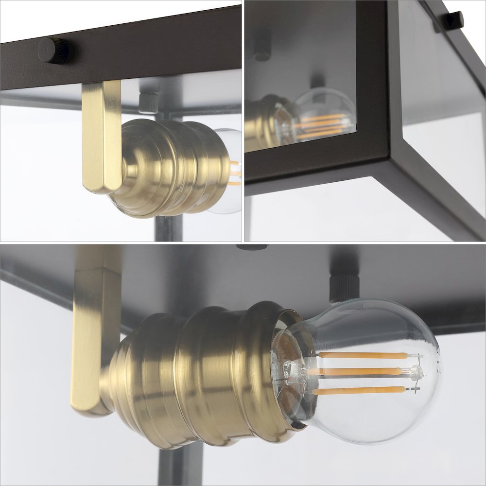 Eleanor 1-Light Farmhouse Industrial Square Iron/Glass Case Led Flush Mount. Picture 4