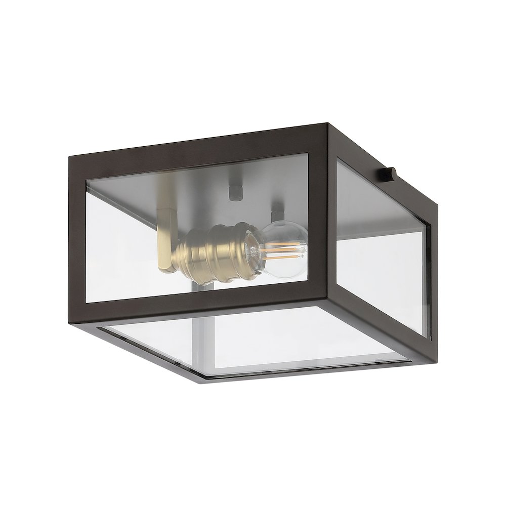 Eleanor 1-Light Farmhouse Industrial Square Iron/Glass Case Led Flush Mount. Picture 3