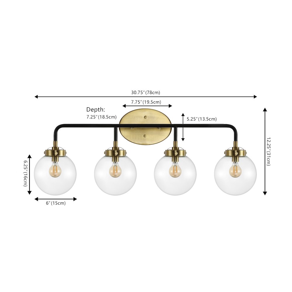 Caleb 4-Light Contemporary Transitional Iron/Glass Led Vanity Light. Picture 3