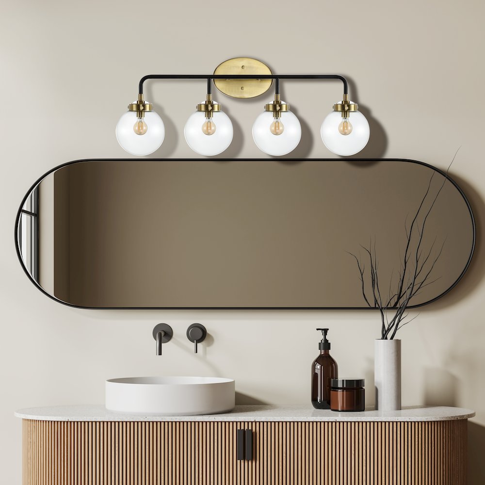 Caleb 4-Light Contemporary Transitional Iron/Glass Led Vanity Light. Picture 4