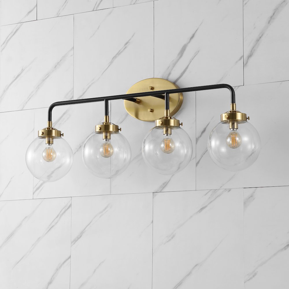 Caleb 4-Light Contemporary Transitional Iron/Glass Led Vanity Light. Picture 1