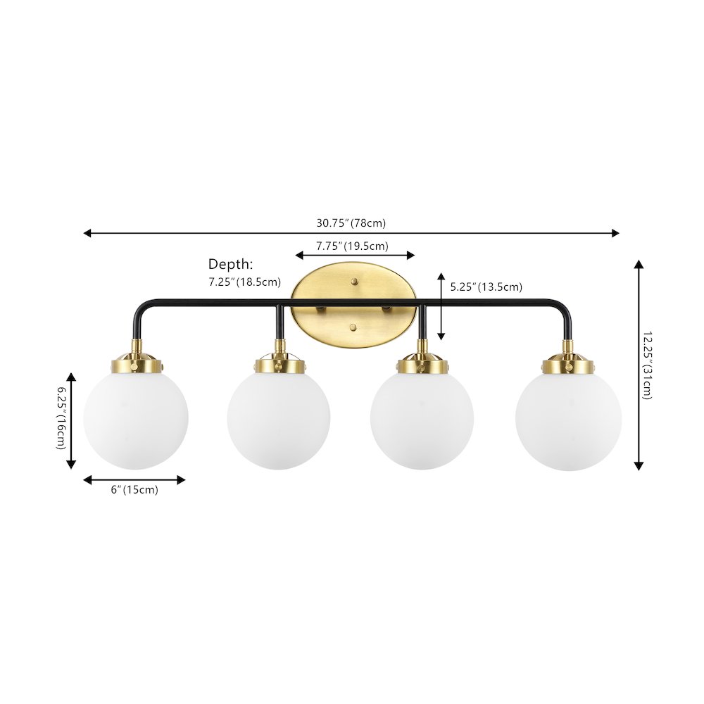 Caleb 4-Light Contemporary Transitional Iron/Glass Led Vanity Light. Picture 3