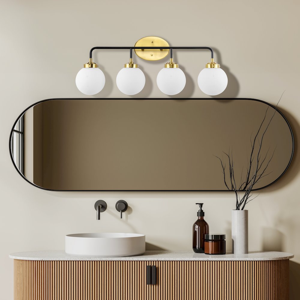 Caleb 4-Light Contemporary Transitional Iron/Glass Led Vanity Light. Picture 4