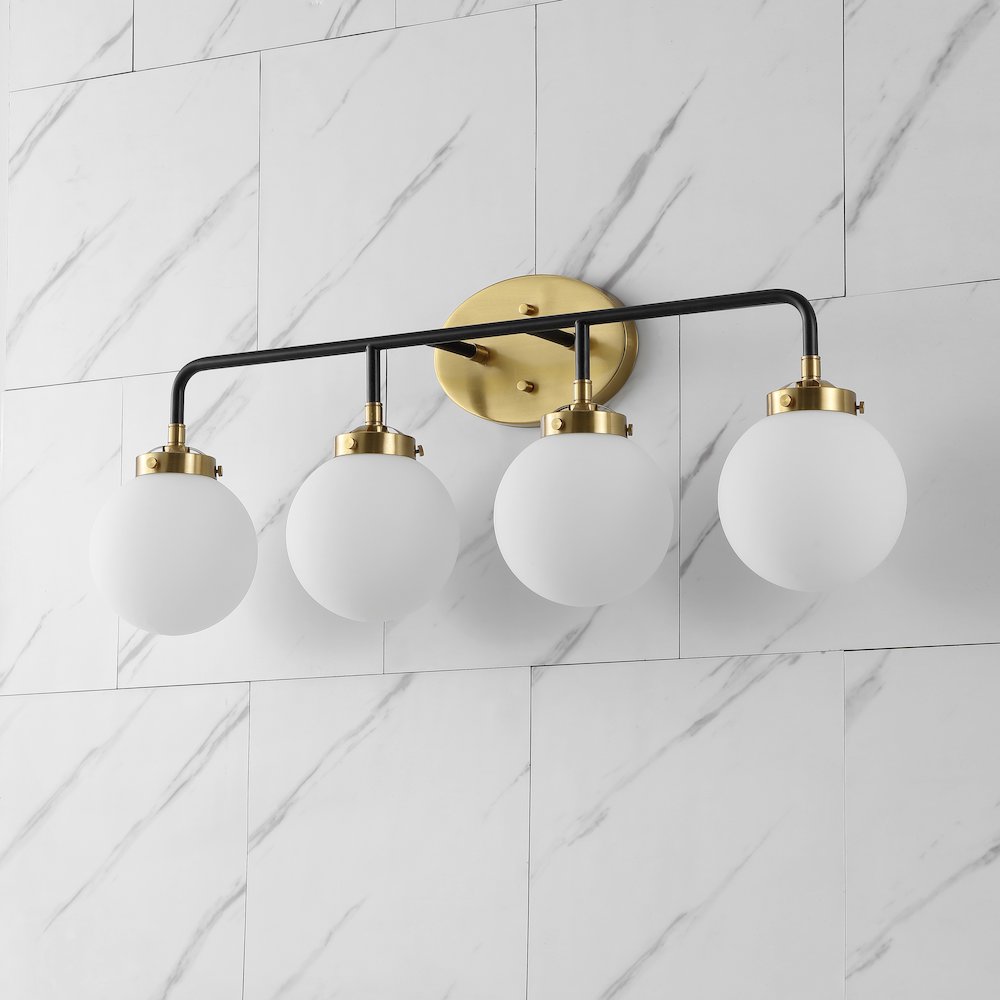 Caleb 4-Light Contemporary Transitional Iron/Glass Led Vanity Light. Picture 1