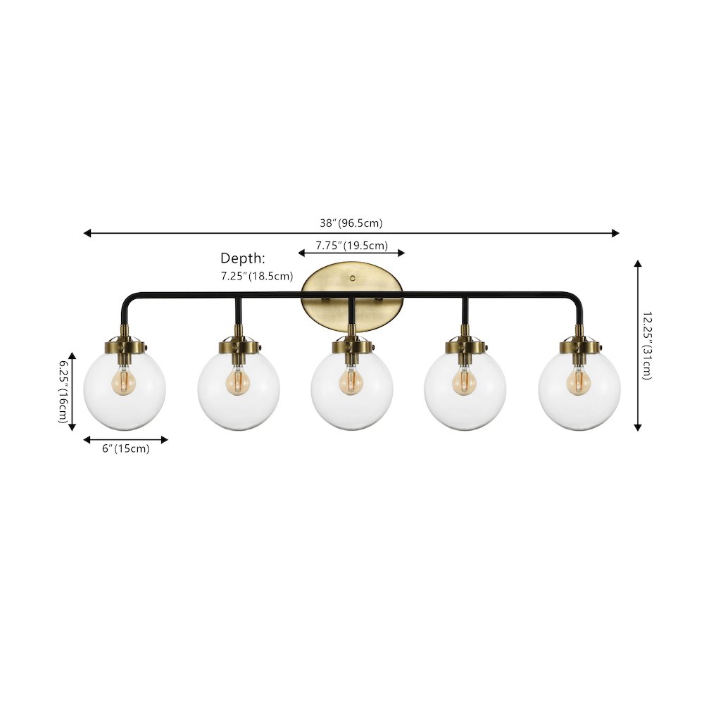 Caleb 5-Light Contemporary Transitional Iron/Glass Led Vanity Light. Picture 3