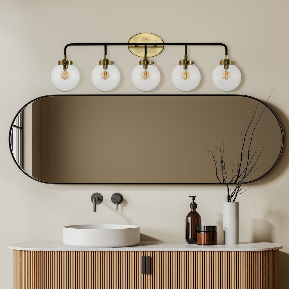 Caleb 5-Light Contemporary Transitional Iron/Glass Led Vanity Light. Picture 4