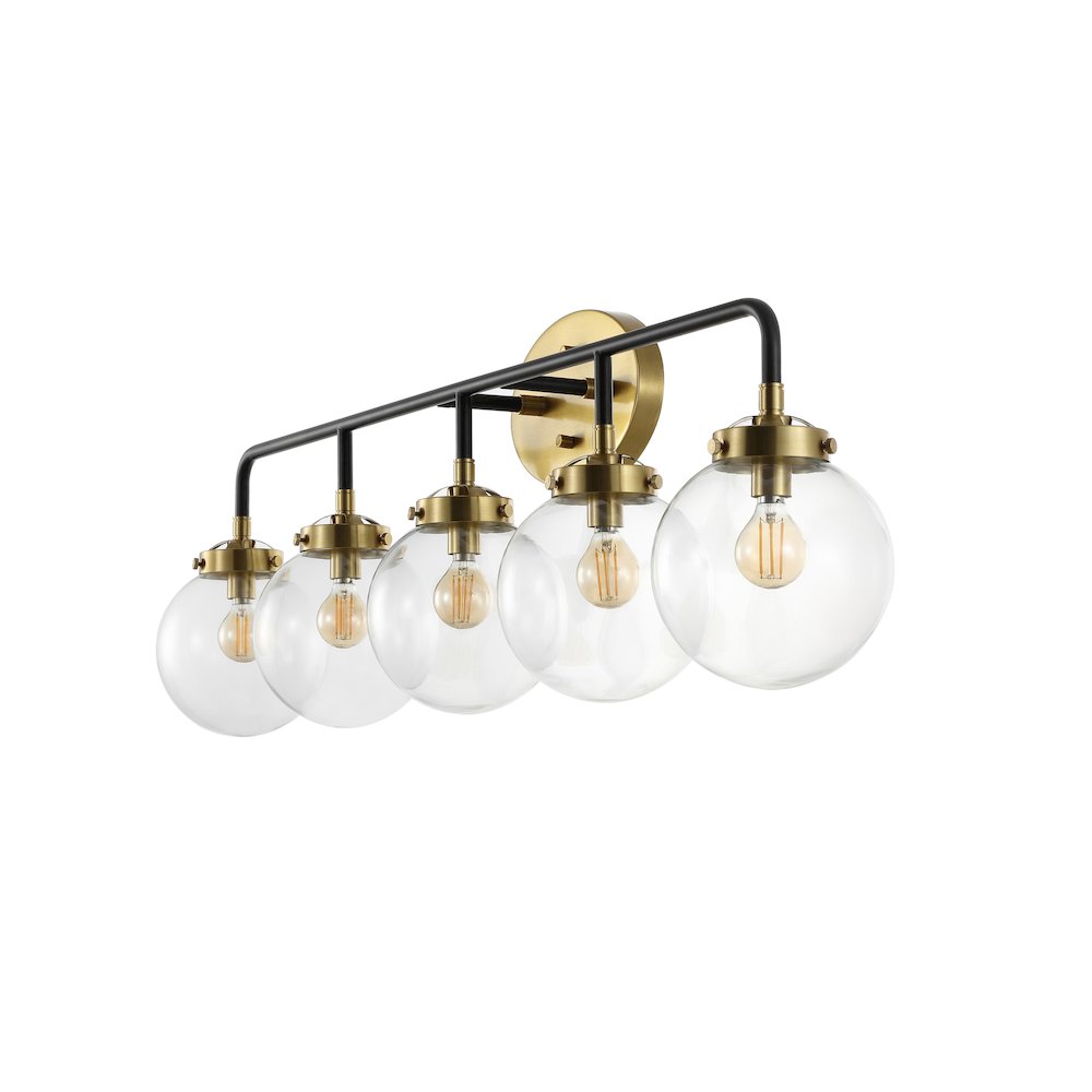 Caleb 5-Light Contemporary Transitional Iron/Glass Led Vanity Light. Picture 2