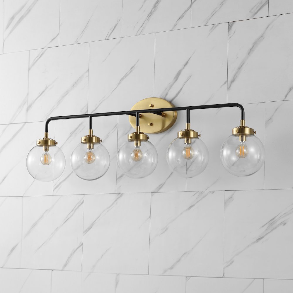 Caleb 5-Light Contemporary Transitional Iron/Glass Led Vanity Light. Picture 1