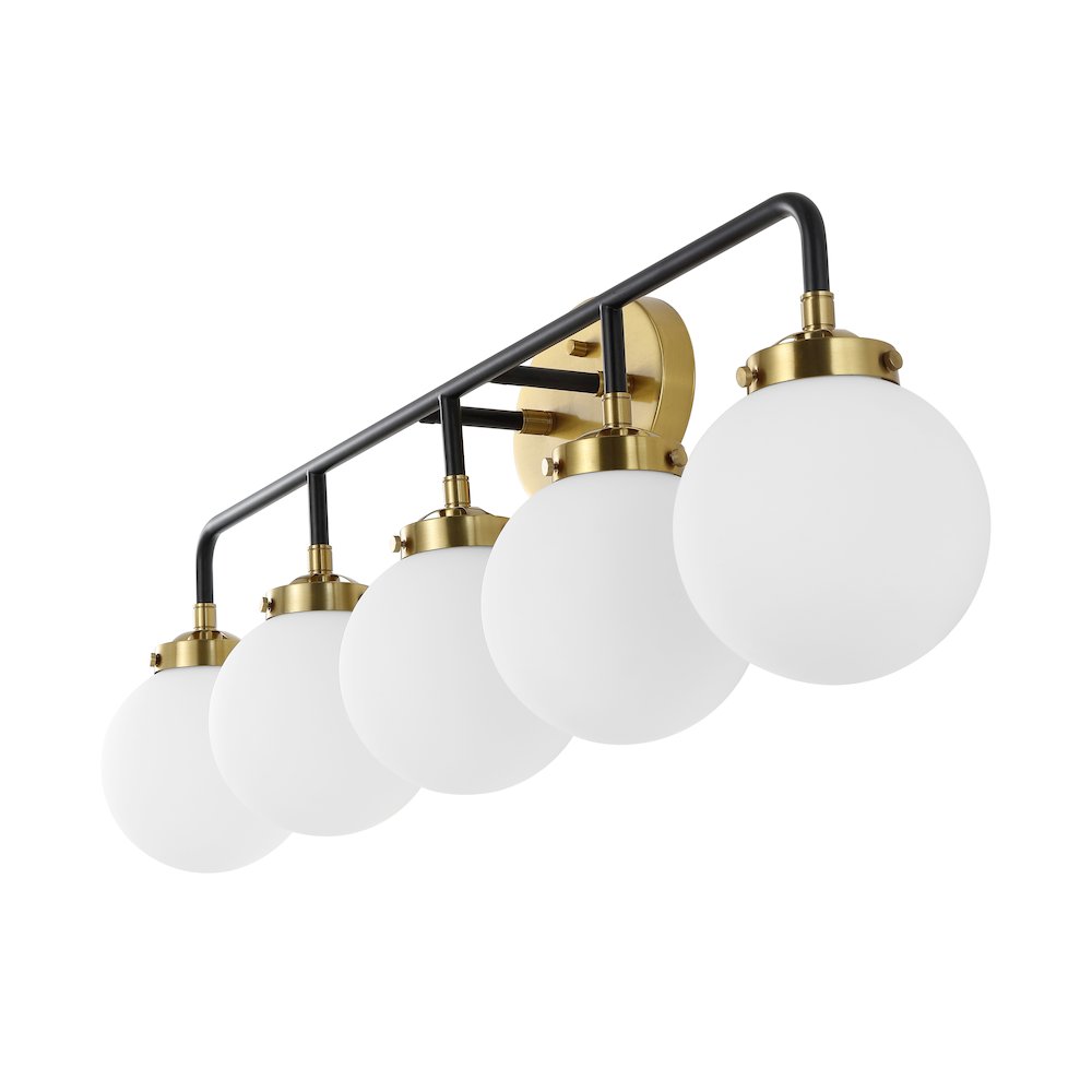 Caleb 5-Light Contemporary Transitional Iron/Glass Led Vanity Light. Picture 2