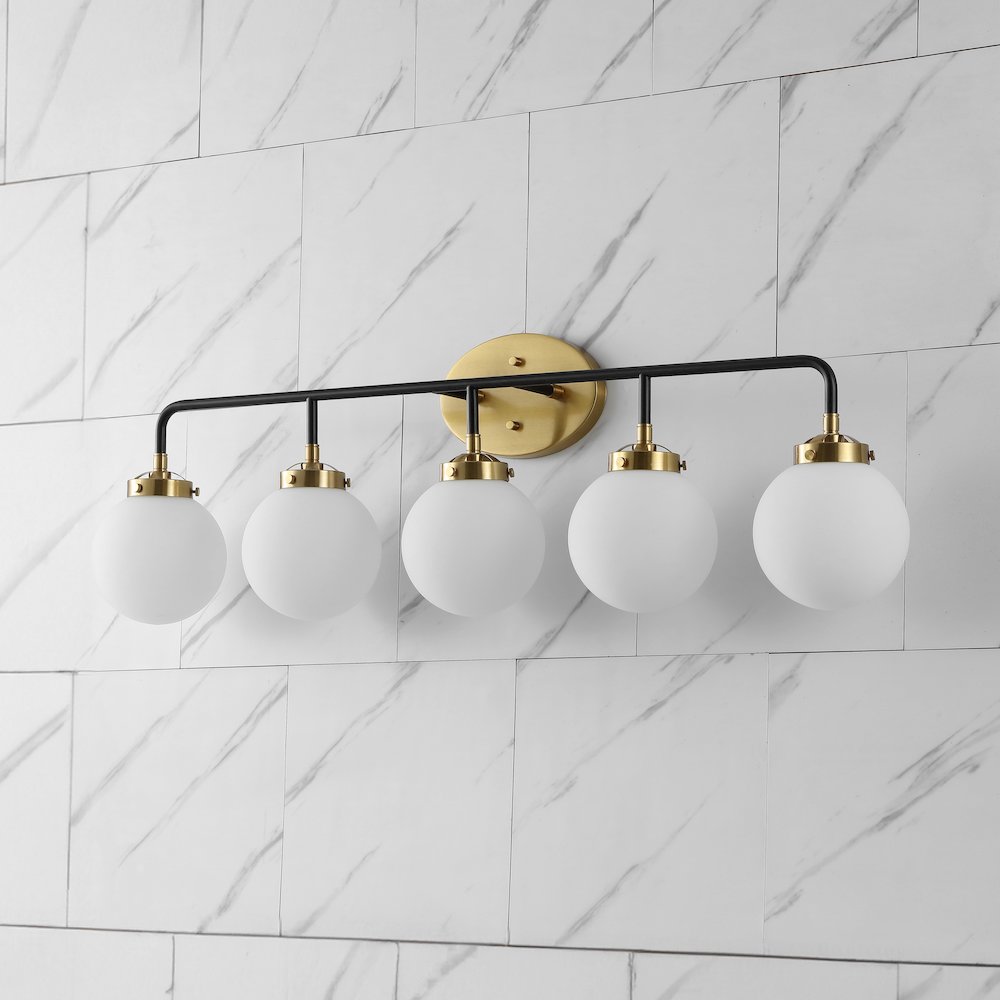 Caleb 5-Light Contemporary Transitional Iron/Glass Led Vanity Light. Picture 1