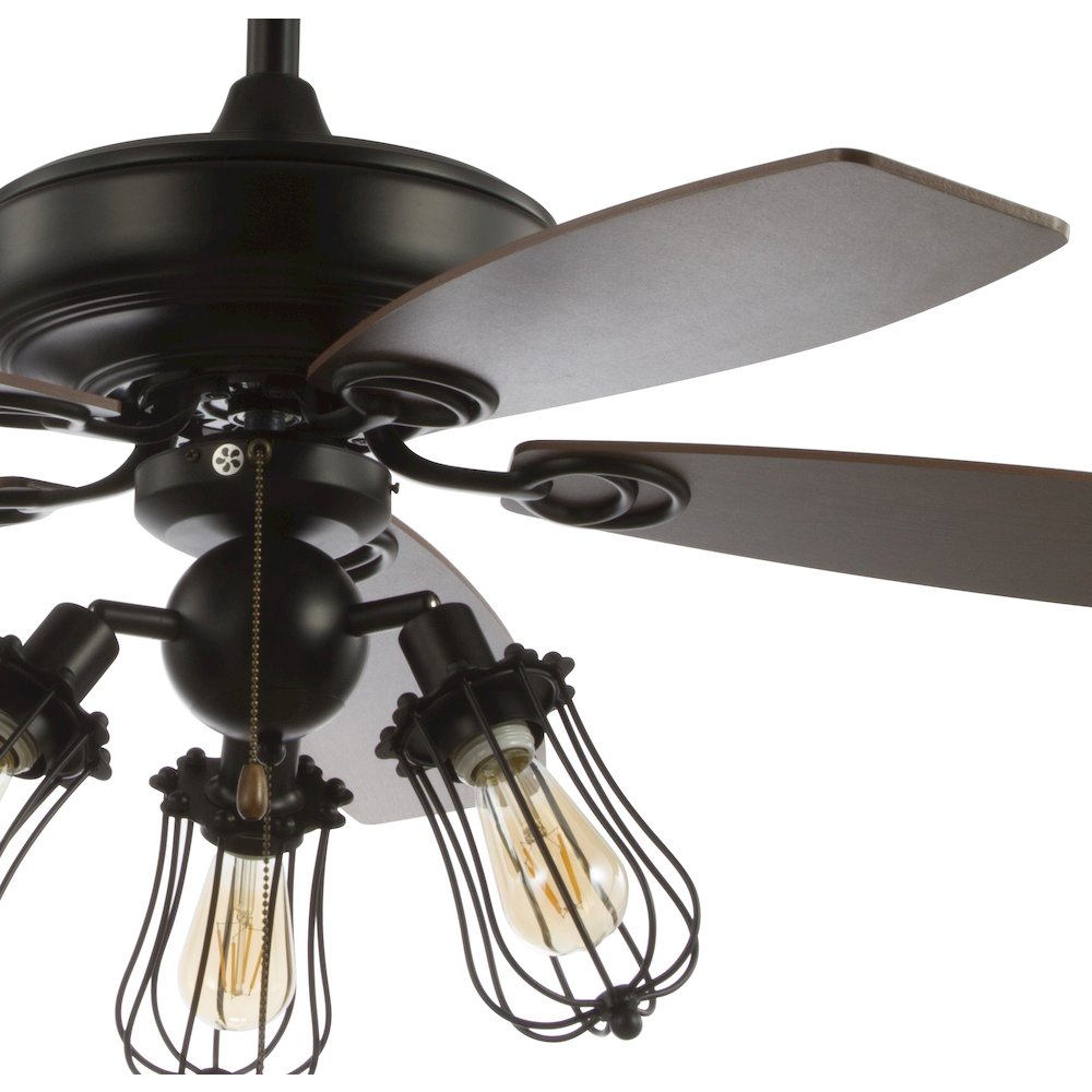 Lucas Caged Metal/Wood Led Ceiling Fan. Picture 3