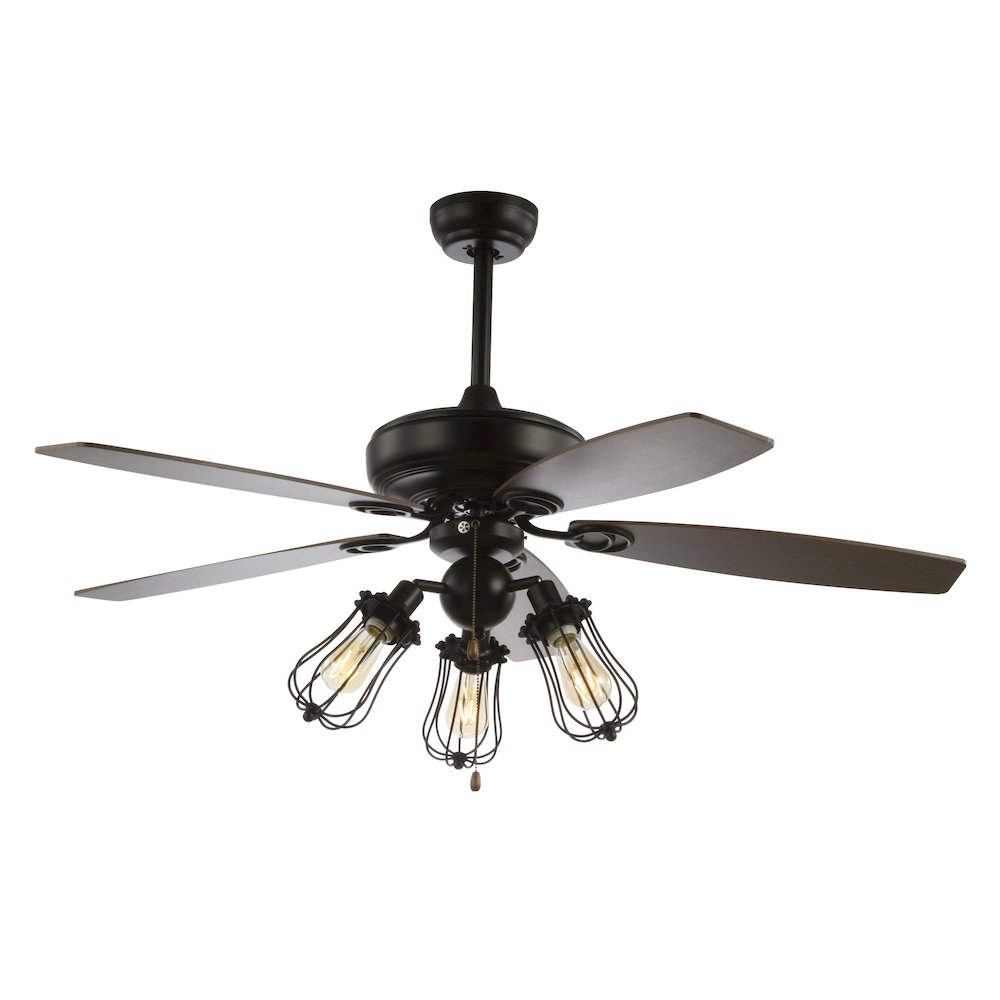 Lucas Caged Metal/Wood Led Ceiling Fan. Picture 1