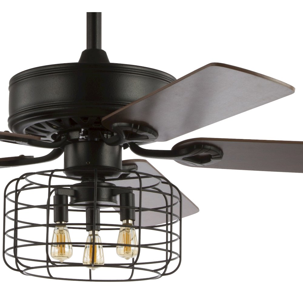 Asher Industrial Metal/Wood Led Ceiling Fan With Remote. Picture 3