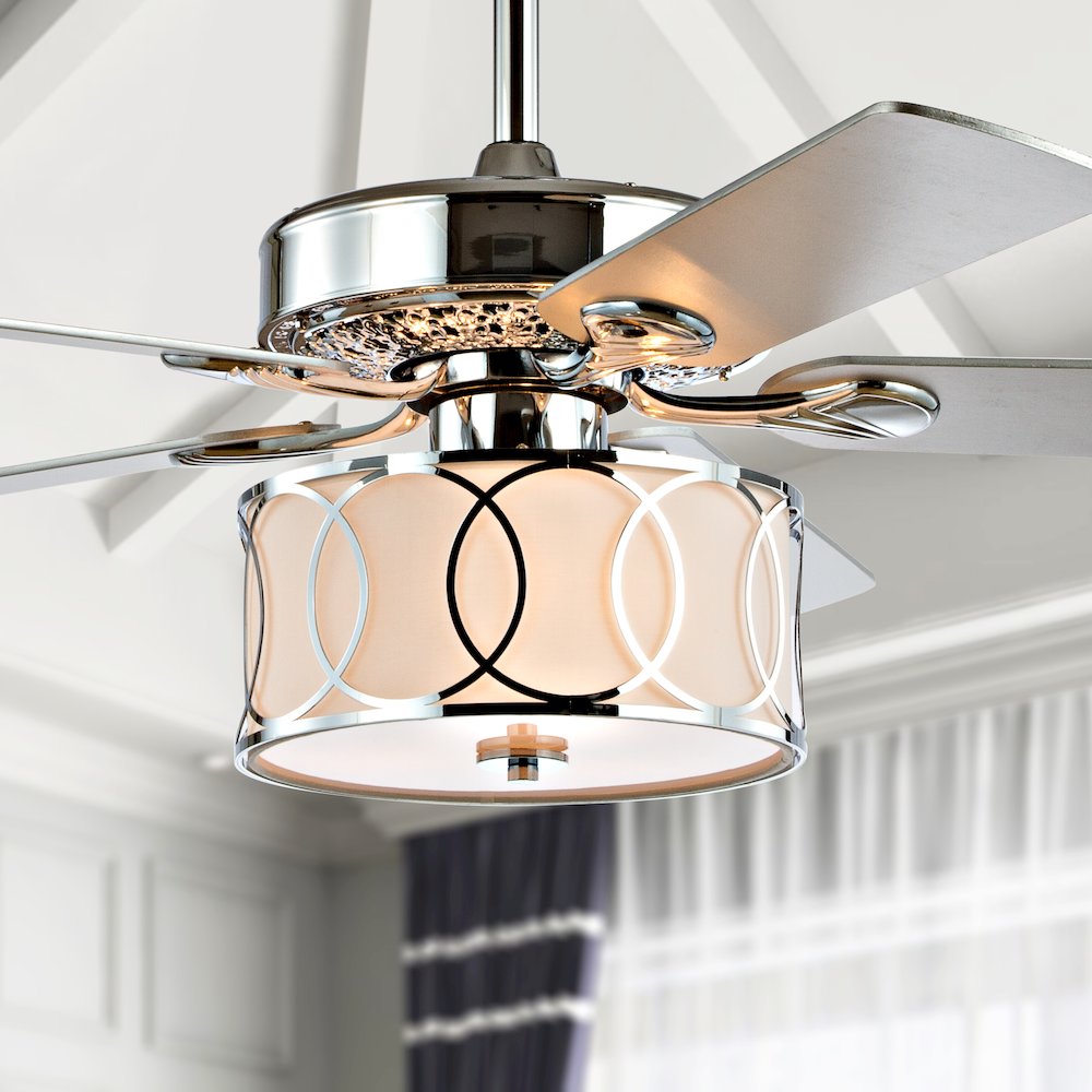 Circe Transitional Glam Drum Shade Led Ceiling Fan With Remote. Picture 9