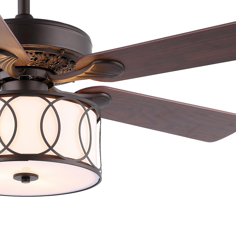 Circe Transitional Glam Drum Shade Led Ceiling Fan With Remote. Picture 3