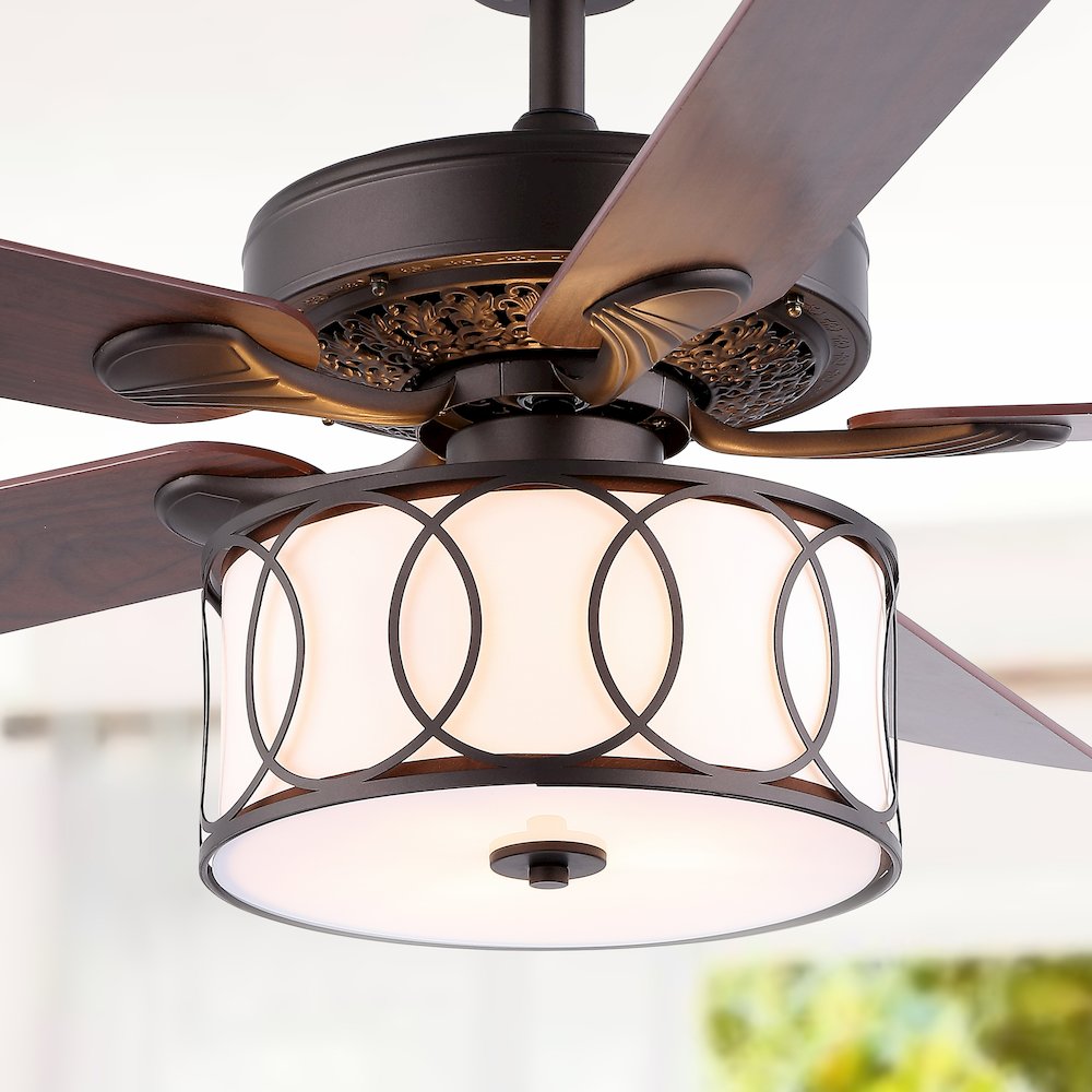 Circe Transitional Glam Drum Shade Led Ceiling Fan With Remote. Picture 12