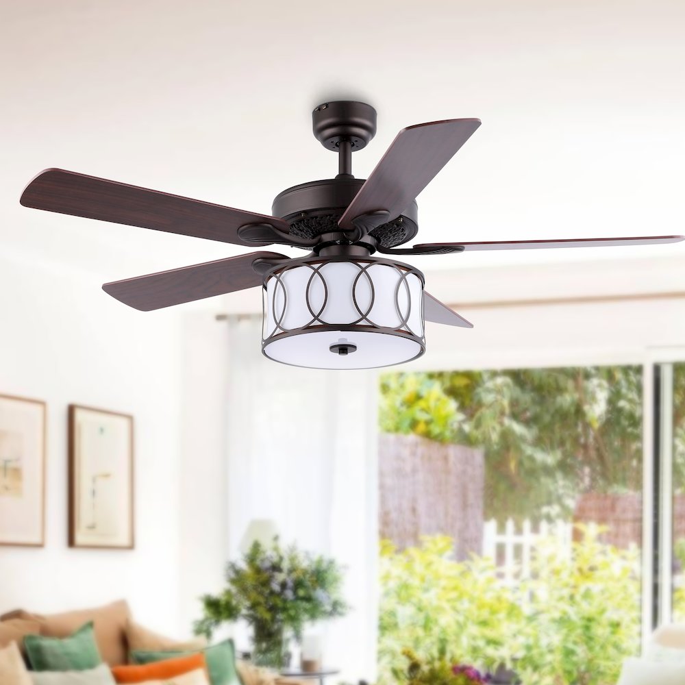 Circe Transitional Glam Drum Shade Led Ceiling Fan With Remote. Picture 9