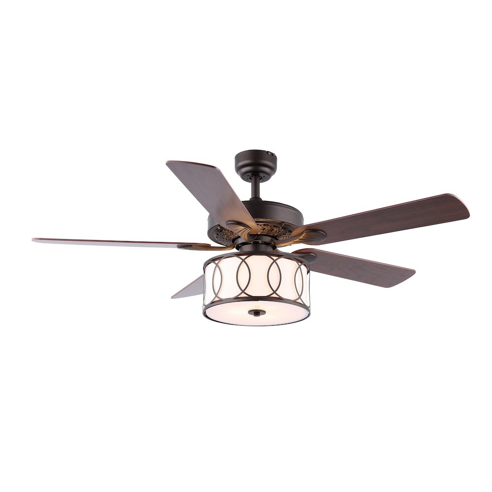 Circe Transitional Glam Drum Shade Led Ceiling Fan With Remote. Picture 1