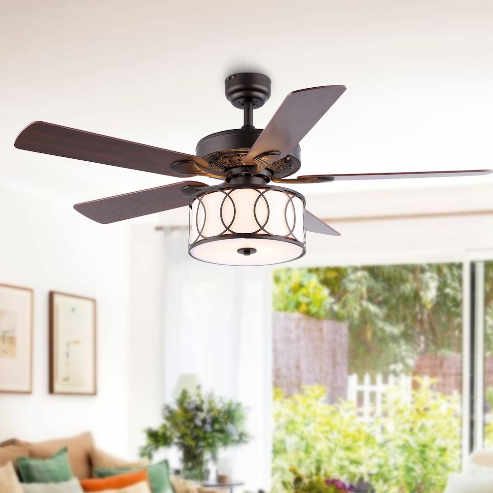 Circe Transitional Glam Drum Shade Led Ceiling Fan With Remote. Picture 8