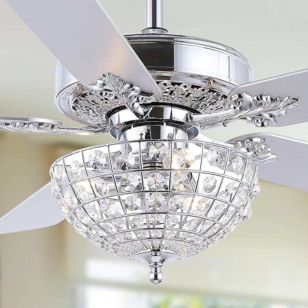 Mandy Glam Classic Crystal Dome Shade Led Ceiling Fan With Remote. Picture 12