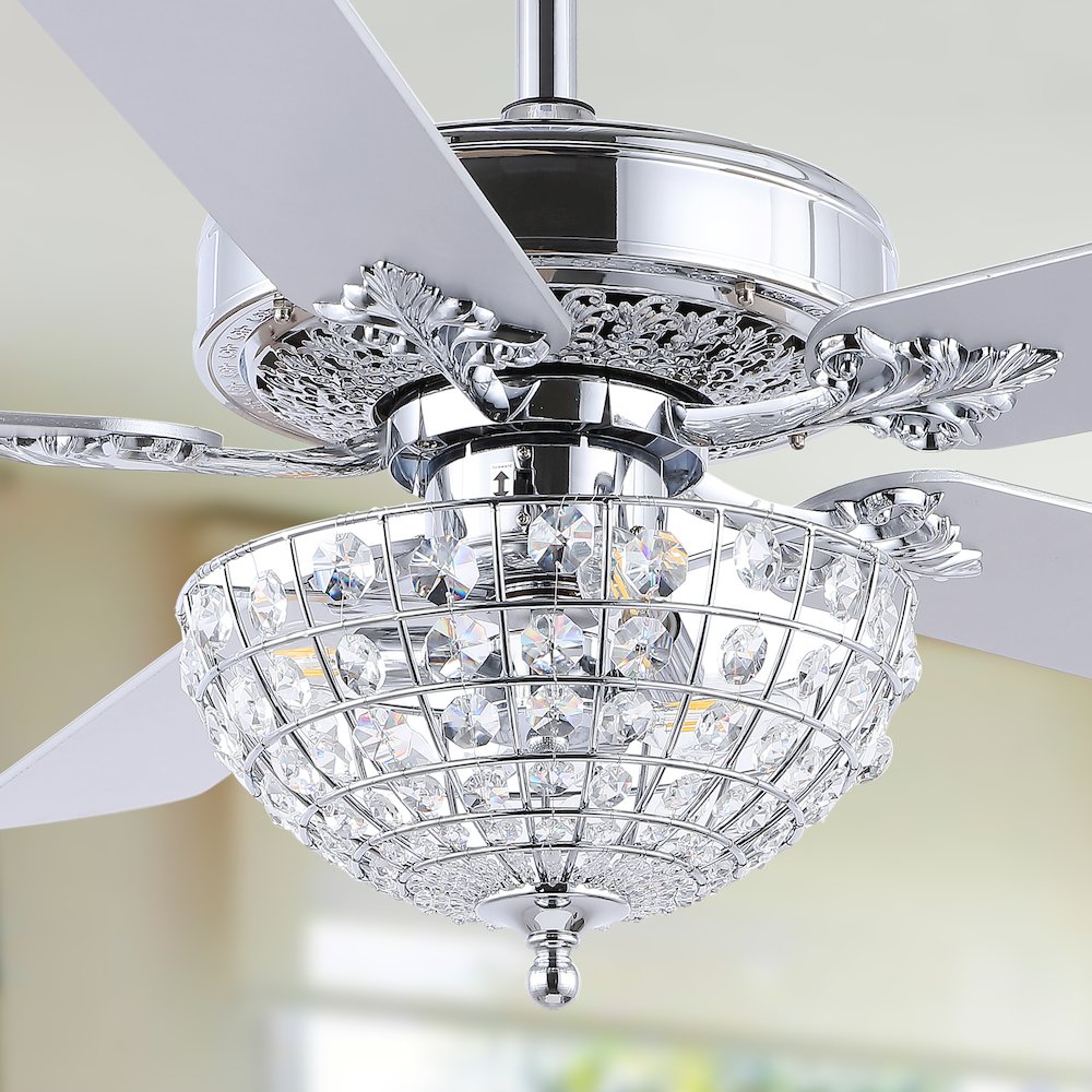 Mandy Glam Classic Crystal Dome Shade Led Ceiling Fan With Remote. Picture 10