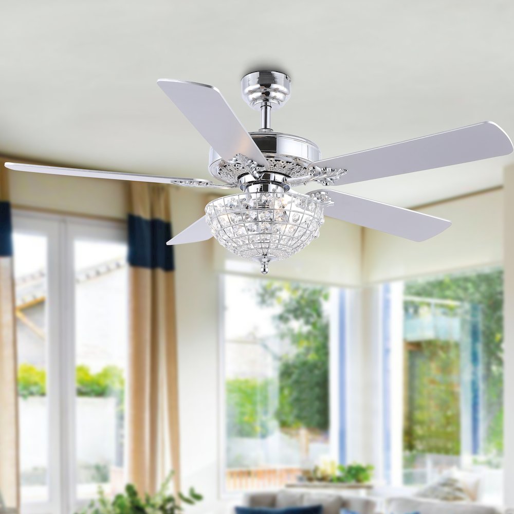 Mandy Glam Classic Crystal Dome Shade Led Ceiling Fan With Remote. Picture 8