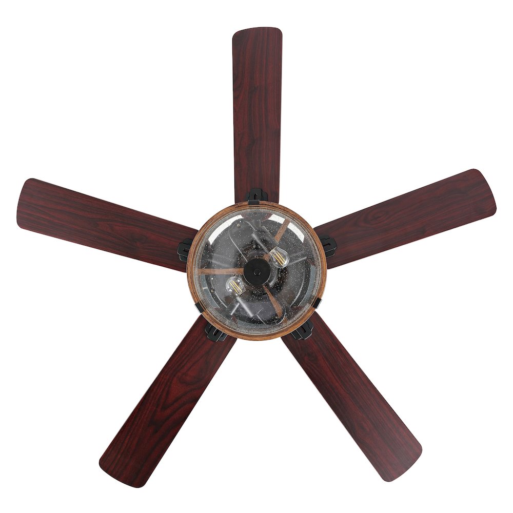 Industrial Iron/Woodseeded Glass Mobile Appremote Controlled Led Ceiling Fan. Picture 4