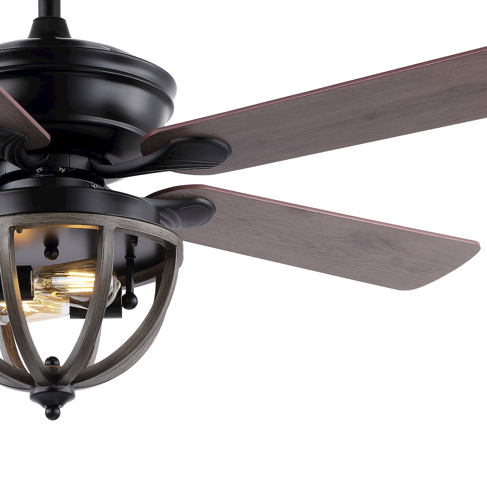 Jasper Farmhouse Industrial Iron Dome Shade Led Ceiling Fan With Remote. Picture 3