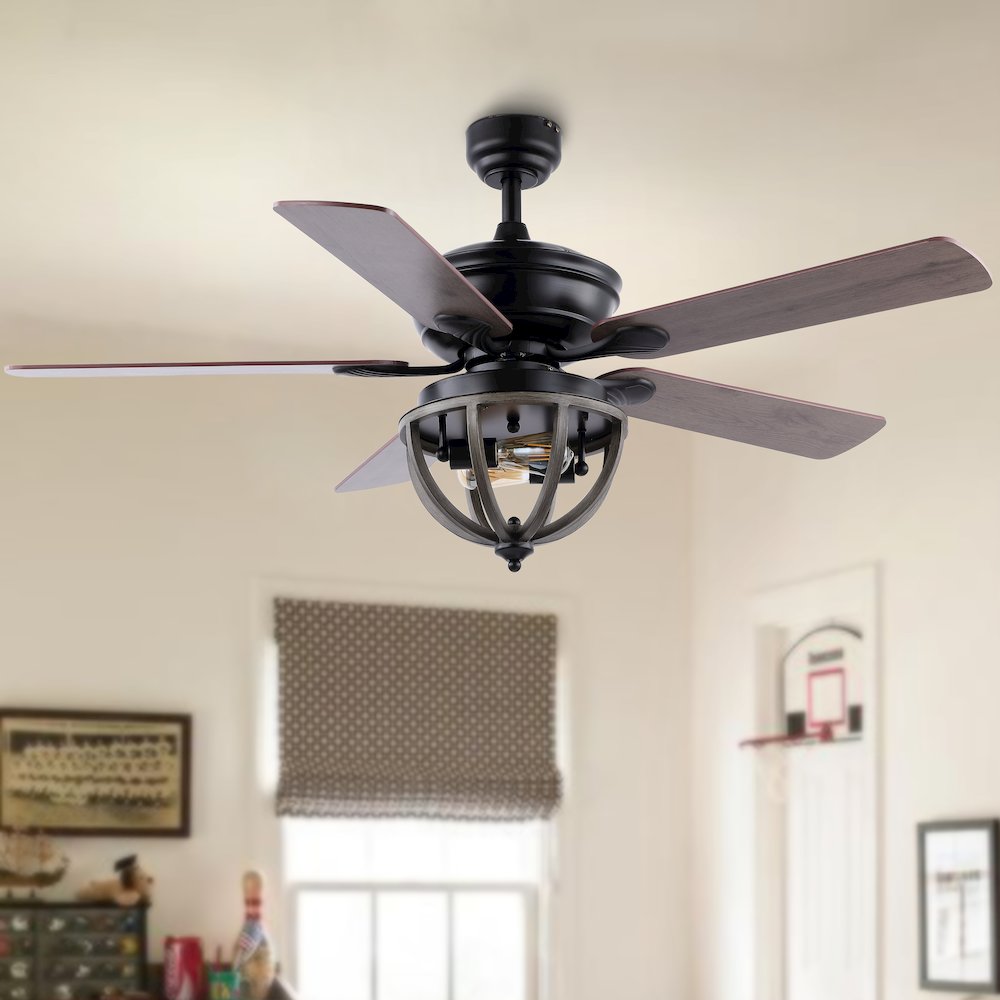 Jasper Farmhouse Industrial Iron Dome Shade Led Ceiling Fan With Remote. Picture 9