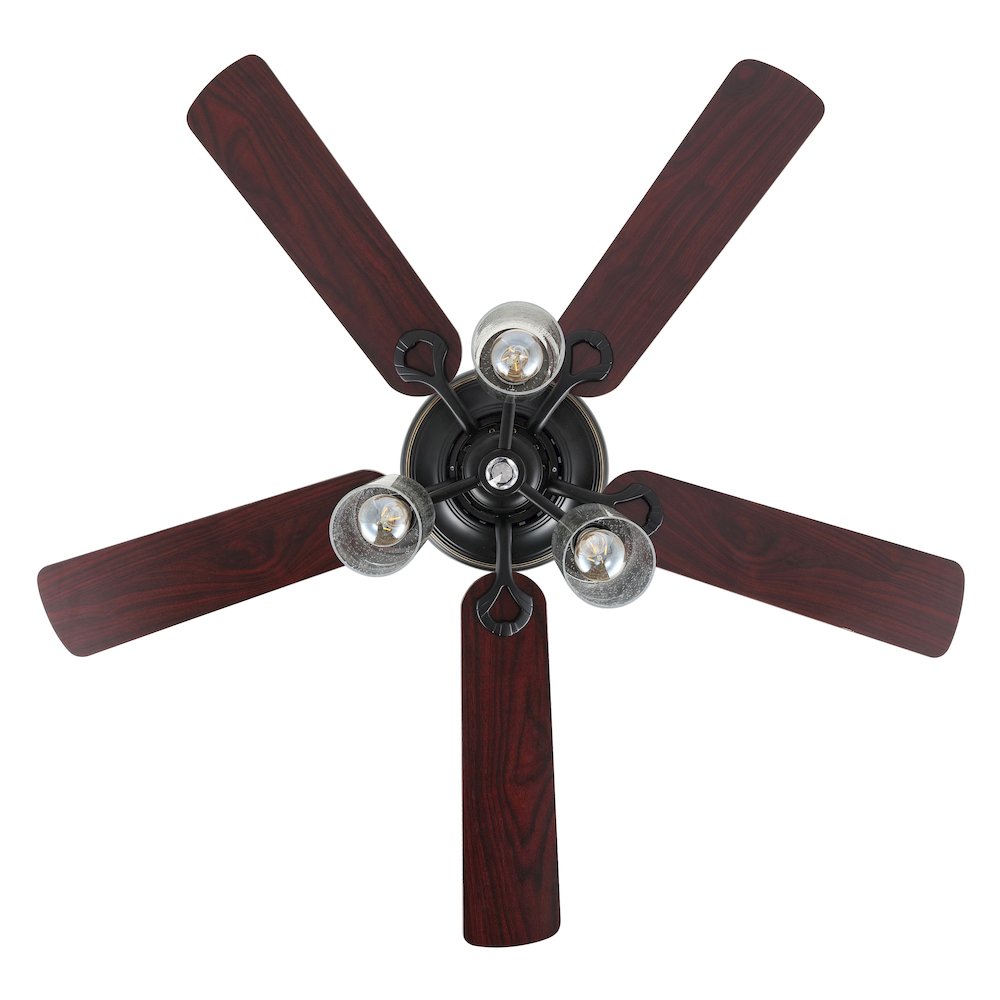 Industrial Iron/Woodseeded Glass Mobile Appremote Controlled Led Ceiling Fan. Picture 4