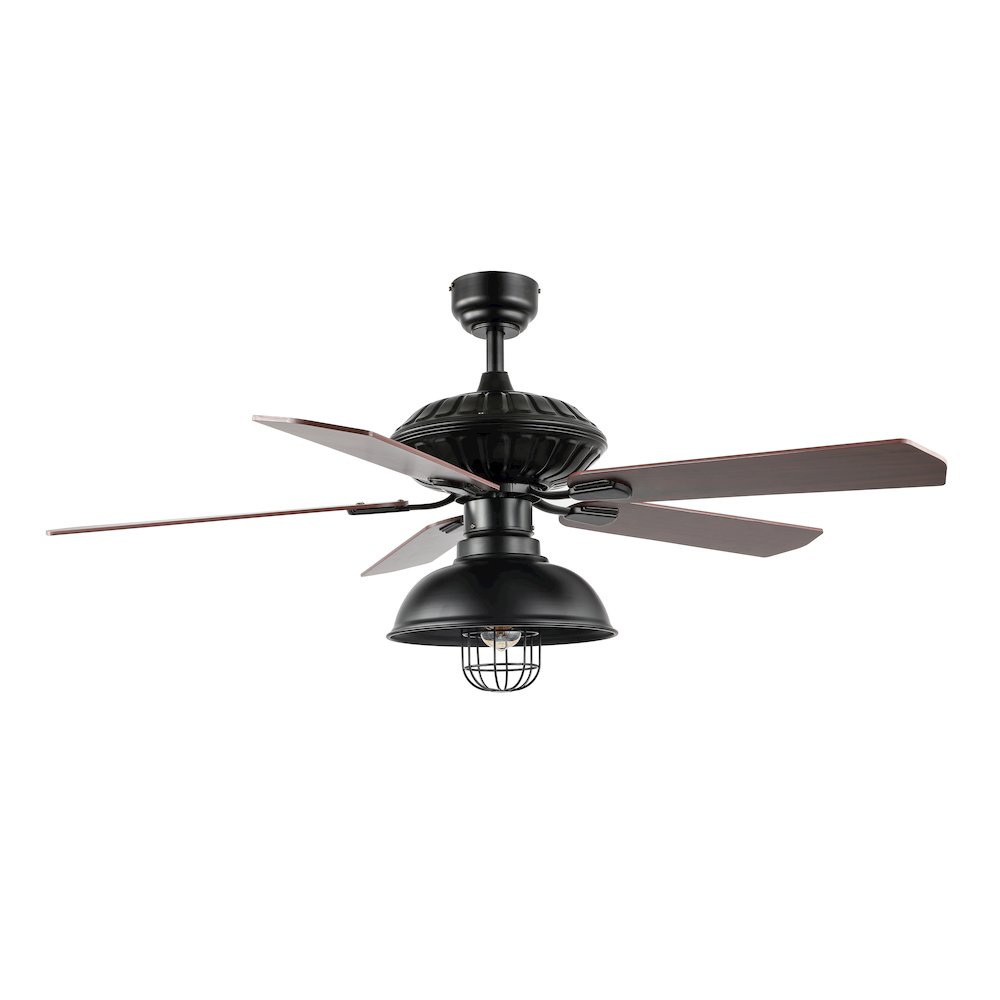 Ashton Farmhouse Industrial Iron Dome Shade Led Ceiling Fan With Remote. Picture 2